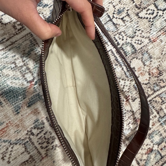 BY FAR Dark Brown Crocodile-Embossed Shoulder Bag - Picture 4 of 5